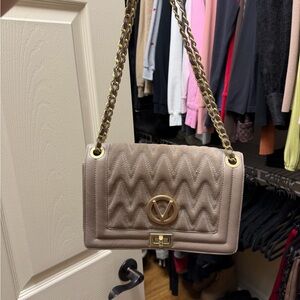 Valentino Taupe Shoulder Bag with Gold Chain